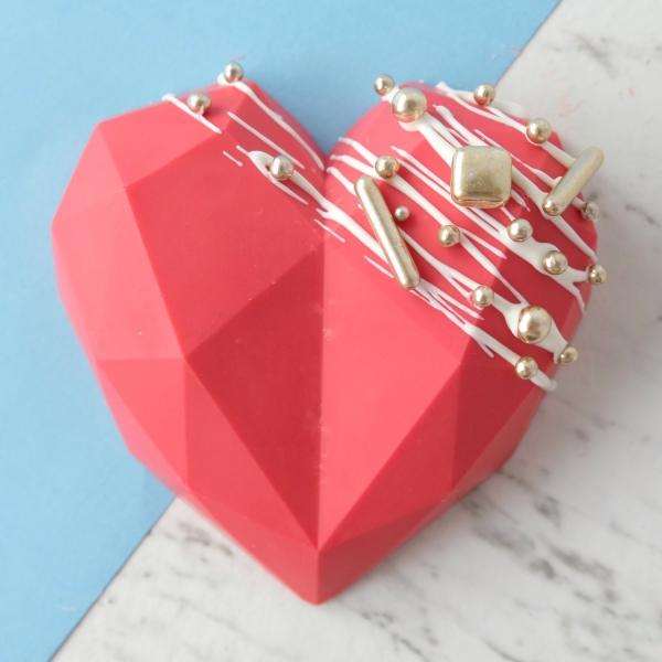 Silicone Mould - Geometric Hearts 10cm